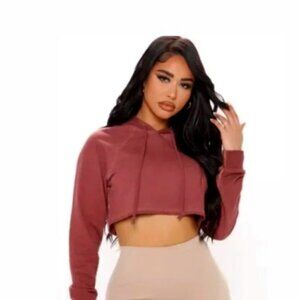 Fashion Nova Women's No Sweat Cropped Hoodie - S